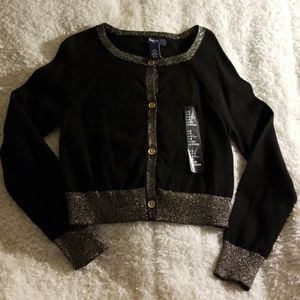 NWT GapKids Black/Gold Sz 6-7 Long Sleeve Sweater
